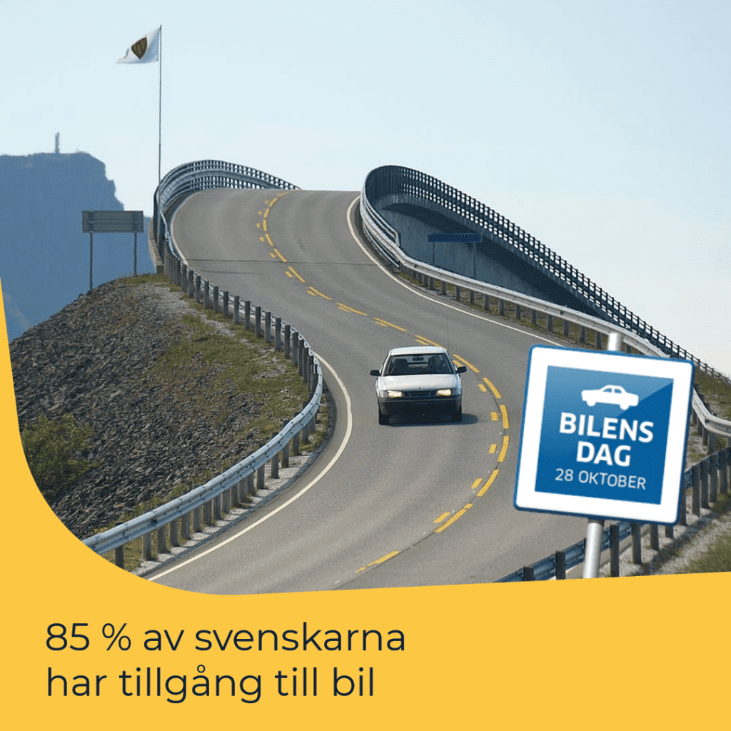 85 % av svenskarna har tillgång till bil